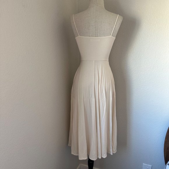Reformation A Line Dress Sweetheart Midi Pullover Spaghetti Straps Ivory Color S - Picture 2 of 10